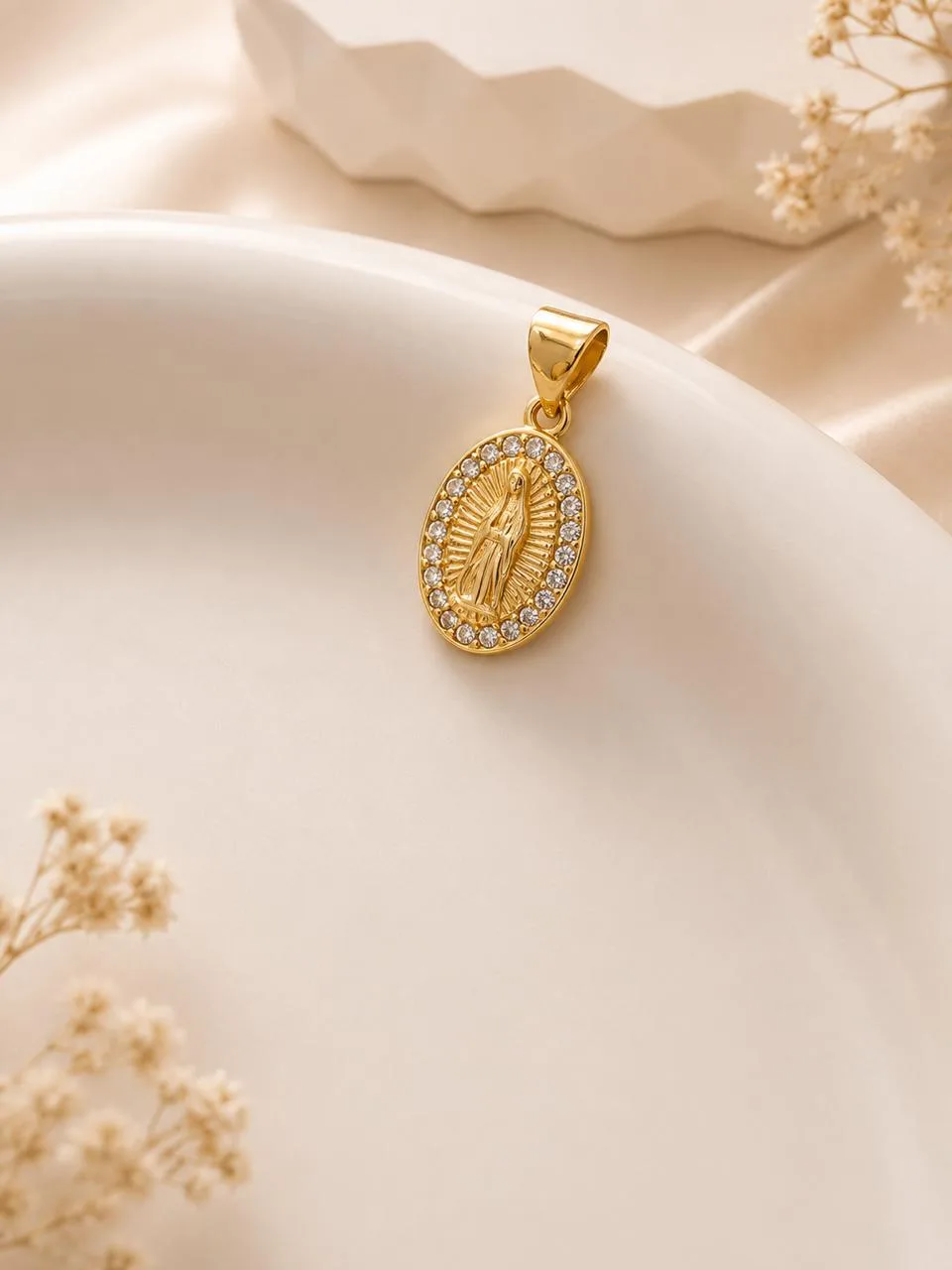 Dije Virgen Guadalupana Brillante Oro L — imagen 1