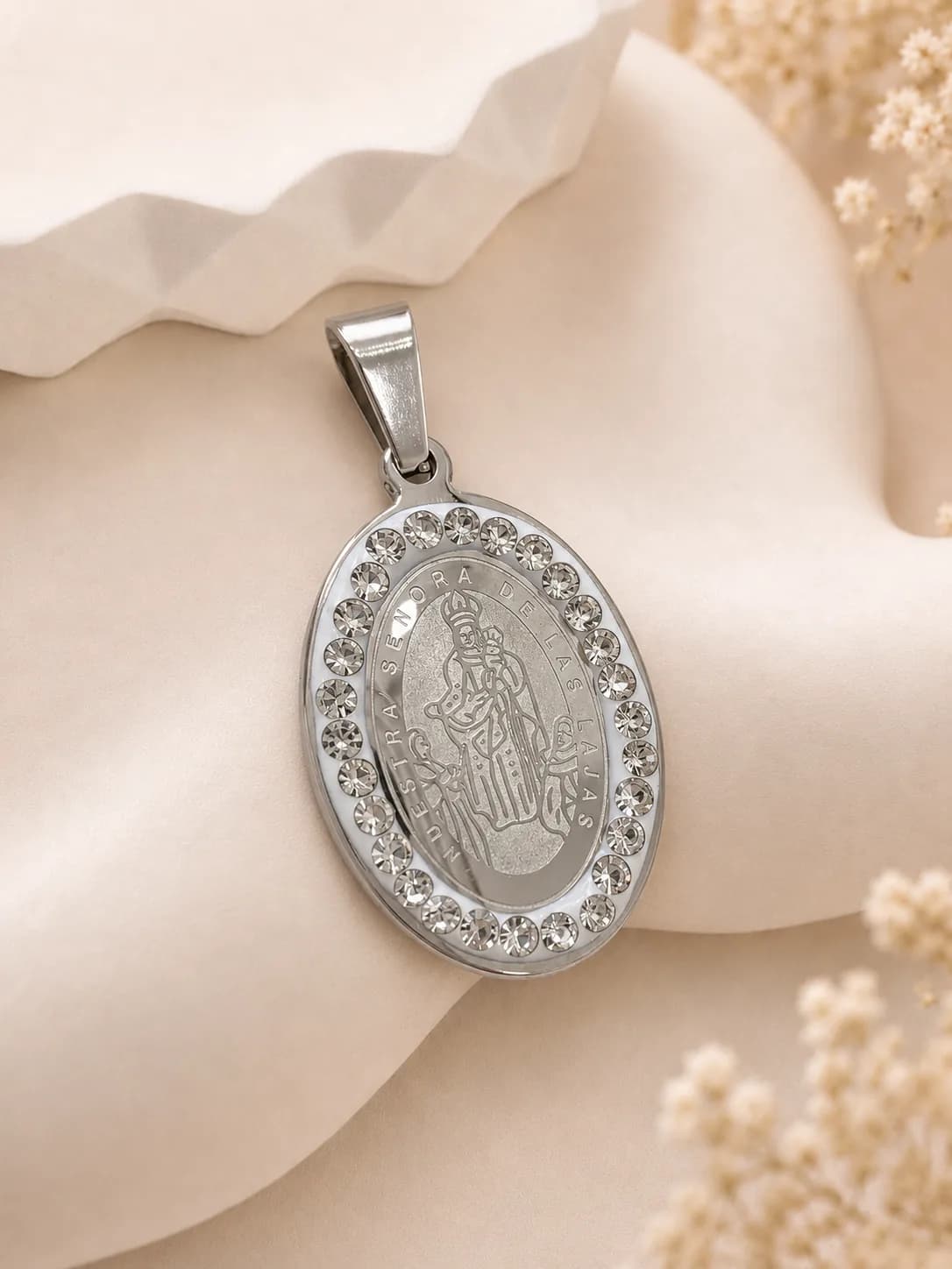 Dije Virgen de las Lajas con Zirconitas (24mm) — imagen 1
