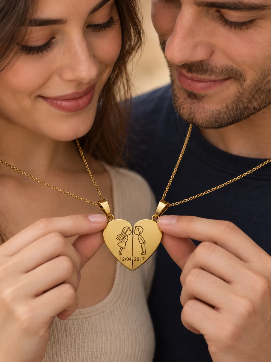 Set de Collares "Corazón Compartido" Personalizable (24mm) — imagen 1